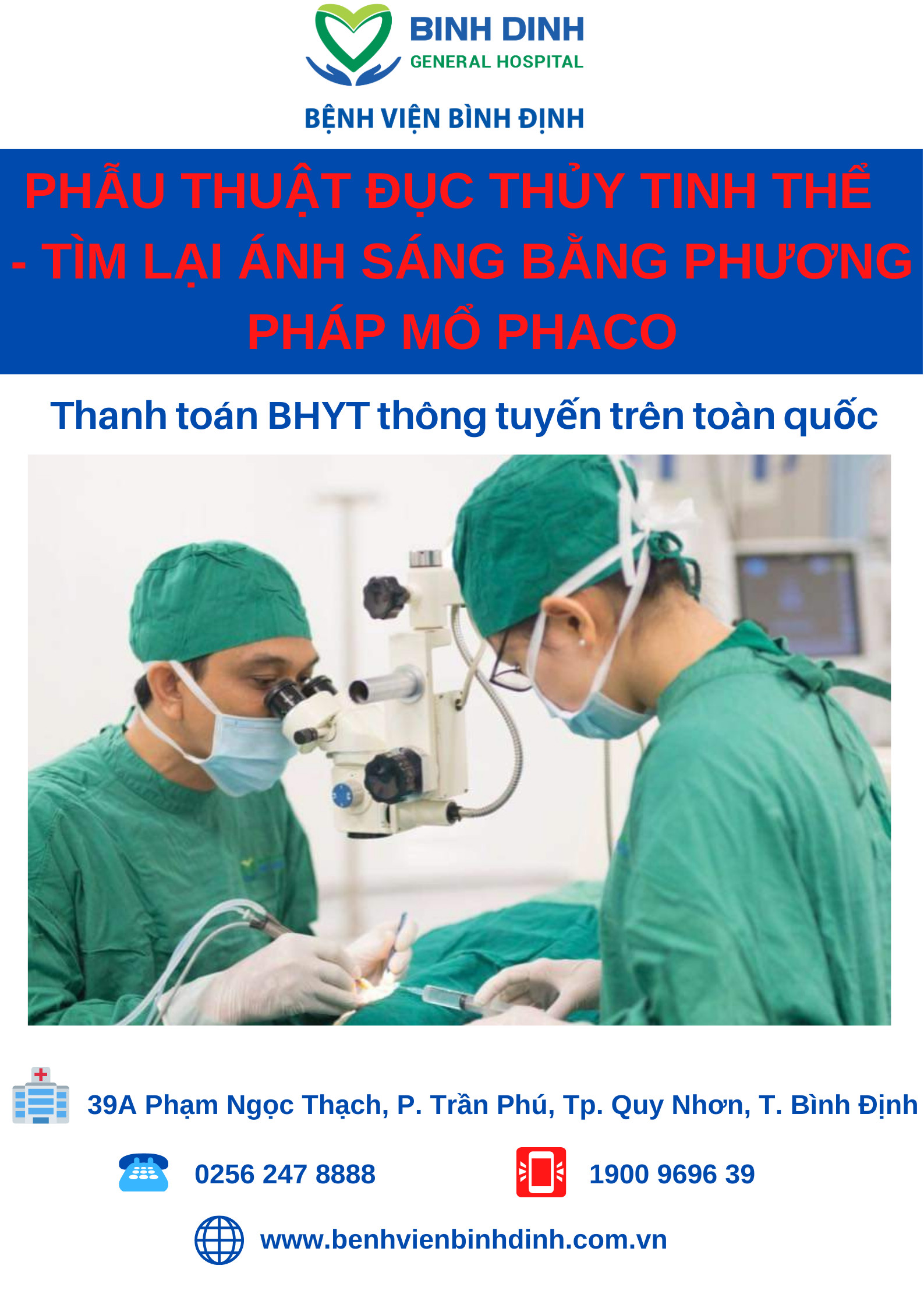 PhẪu ThuẬt Phaco ĐiỀu TrỊ ĐỤc ThỦy Tinh ThỂ Bệnh Viện Bình Định 